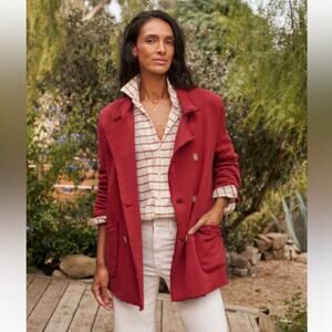 Frank & Eileen Belfast Coat Jacket Cranberry Triple Fleece Cotton Women’s Small